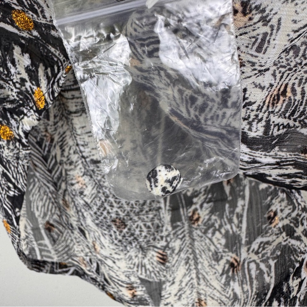 Love stitch long sleeve bohemian boho peasant blouse gold metallic print Sz S - Picture 5 of 15